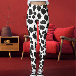 White And Black Spots Pattern Safari Leopard Print レギンス<br><div class="desc">Unleash your wild side in our leopard print leggings! With bold black spots on a white base, they're made from soft, stretchy fabric, ideal for yoga, gym, or casual wear. Personalize (optional) with your own image for a unique touch. Elevate your style today!</div>
