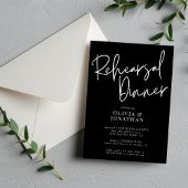White and Black Wedding Rehearsal Dinner 招待状