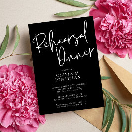 White and Black Wedding Rehearsal Dinner 招待状