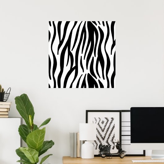 White and Black Zebra Pattern ポスター (ホームオフィス)
