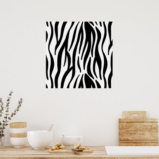 White and Black Zebra Pattern ポスター (キッチン)