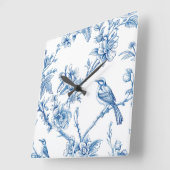 White and Blue Chinoiserie Wall Clock スクエア壁時計 (傾斜)