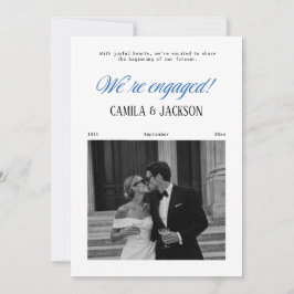 White and Blue Engagement Announcement 招待状