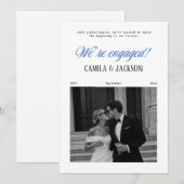 White and Blue Engagement Announcement 招待状 (正面/裏面)