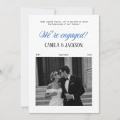 White and Blue Engagement Party Announcement 招待状 (正面)