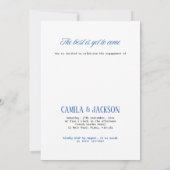 White and Blue Engagement Party Announcement 招待状 (裏面)