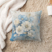 White and Blue Flowers クッション (ブランケット)