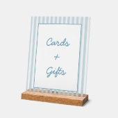White and Blue Stripe Beach Club Cards and Gifts アクリルサイン (傾斜)