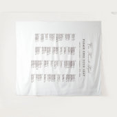 White and Brown Wedding Seating Chart Fabric タペストリー (正面(横))