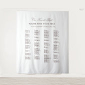 White and Brown Wedding Seating Chart Fabric タペストリー (正面)