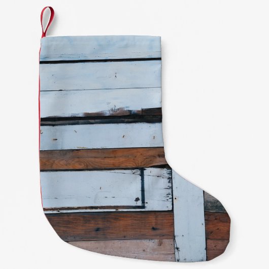 White and brown wooden board スモールクリスマスストッキング (正面)