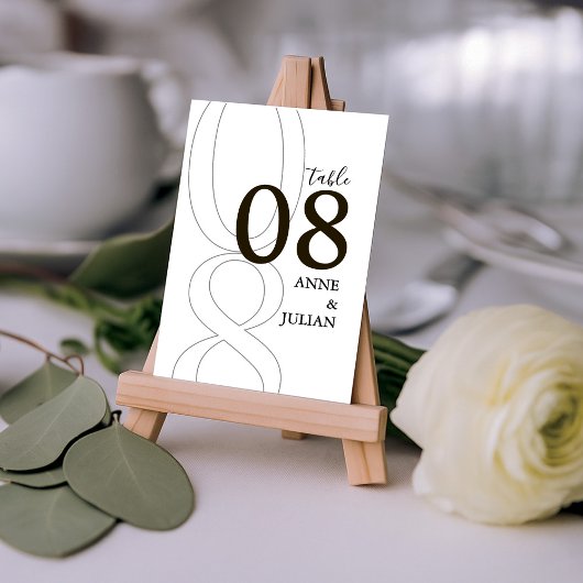 White and BrownModern Wedding Table Number Card  テーブルナンバー