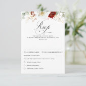 White and Burgundy Red Flowers Wedding RSVP (スタンド正面)