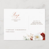 White and Burgundy Red Wedding RSVP Postcard ポストカード (裏面)