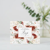White and Burgundy Red Wedding RSVP Postcard ポストカード (スタンド正面)