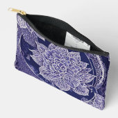 White and dark blue floral patterns AI art  アクセサリーポーチ (見開き)