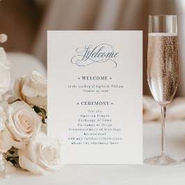 White and Dusty Blue | Luxe Wedding Welcome プログラム