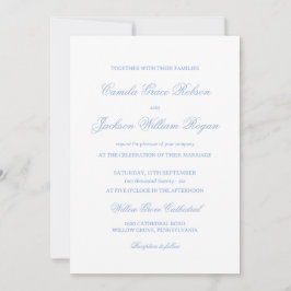 White and Dusty Blue Wedding 招待状