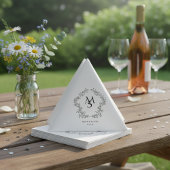 White and Floral Crest Frame Elegant  スタンダードカクテルナプキン