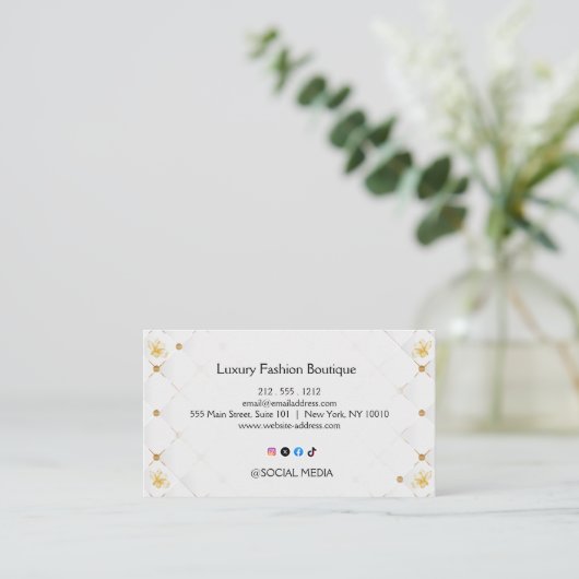 White and Gold Business Card Template 名刺 (スタンド正面)