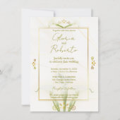 White and Gold Calla Lily Elegance 招待状 (正面)