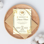 White and Gold Elegant Graduation Party 招待状