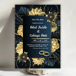 White and Gold Elegant Wedding Invitation 招待状