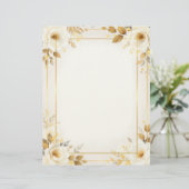 White and Gold Flowers and Double Frame Stationery レターヘッド (スタンド正面)