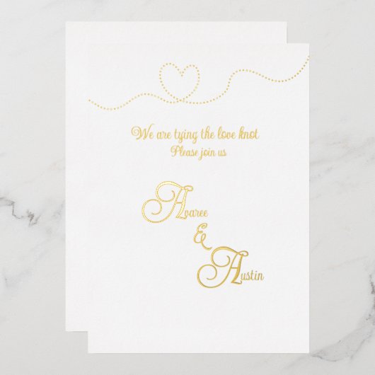 White and Gold Foil  箔招待状 (正面/裏面)