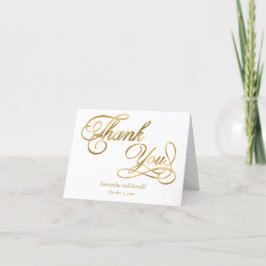 White and Gold Foil Calligraphy Formal Thank You サンキューカード