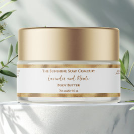White and Gold Foil Luxury Cosmetics Jar Label ラップアラウンドラベル