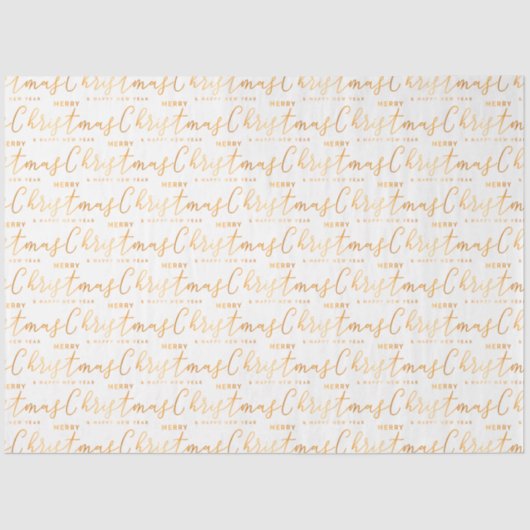 White and Gold Merry Christmas Word Art 薄葉紙 (正面)
