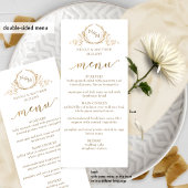 White and Gold Monogram Wedding Double-sided Menu メニュー