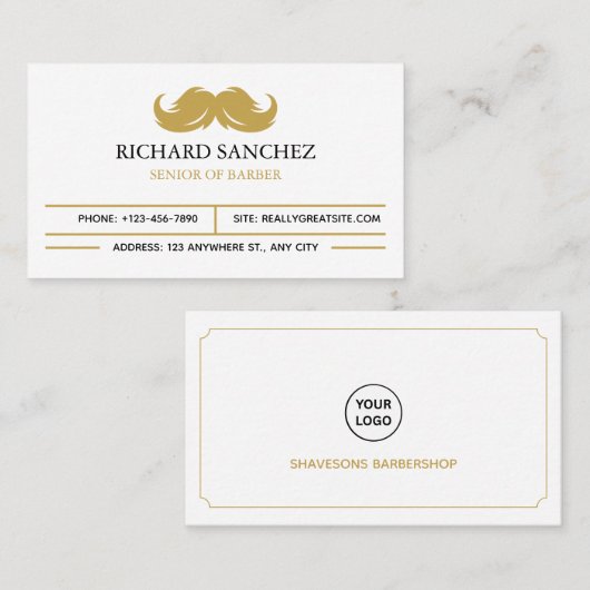 White and Gold Morden Berber Shop  名刺 (正面/裏面)