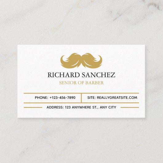 White and Gold Morden Berber Shop 名刺 (正面)