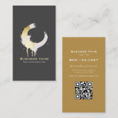 White and Gold Paint Swirl Design – Custom 名刺 (正面/裏面)