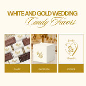 White and Gold Wedding Favor Box フェイバーボックス