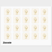 White and Gold Wedding Sticker スクエアシール (シート)