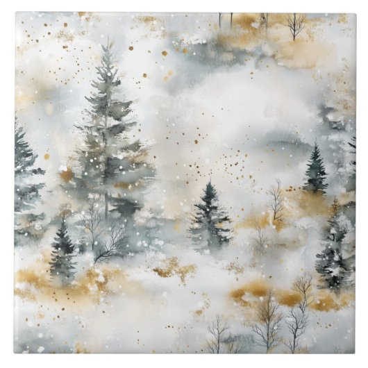 White And Golden Cozy Christmas  タイル (正面)