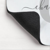 White and Gray Marble Personalized Monogram Name マウスパッド (コーナー)