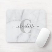 White and Gray Marble Personalized Monogram Name マウスパッド (マウス)