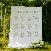 White and Green Fabric Wedding Seating Chart  タペストリー