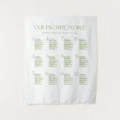 White and Green Fabric Wedding Seating Chart  タペストリー (正面)