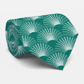 White and Green Floral Art Deco Pattern ネクタイ (ロール)