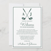 White And Green Golf Wedding Welcome Note 招待状 (正面)