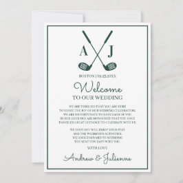 White And Green Golf Wedding Welcome Note 招待状
