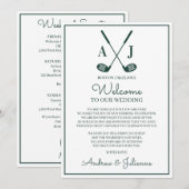 White And Green Golf Wedding Welcome Note 招待状 (正面/裏面)