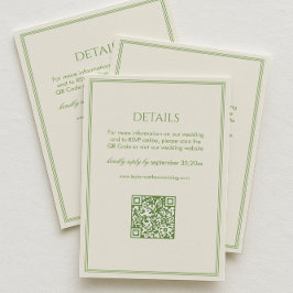 White and Green Wedding Details Qr Code エンクロージャーカード