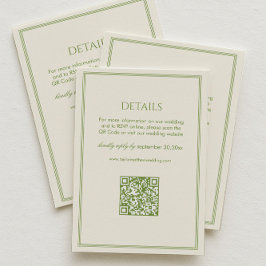 White and Green Wedding Details Qr Code エンクロージャーカード