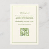 White and Green Wedding Details Qr Code エンクロージャーカード (正面)